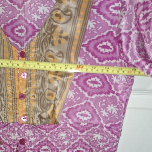 NWOT Dharma Lightweight Silk Button-Up Maxi Dress - L - Pink Tan Orange - Picture 5 of 5